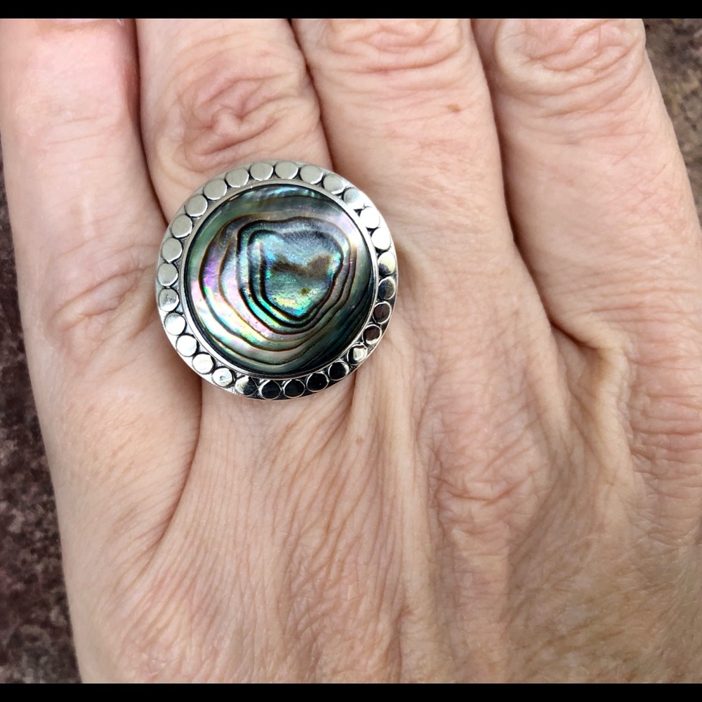 Pangea Mines 18mm Abalone Halo Ring Sz 8 MSRP $499